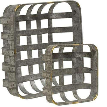 2/Set Washed Galvanized Metal Baskets - The Fox Decor